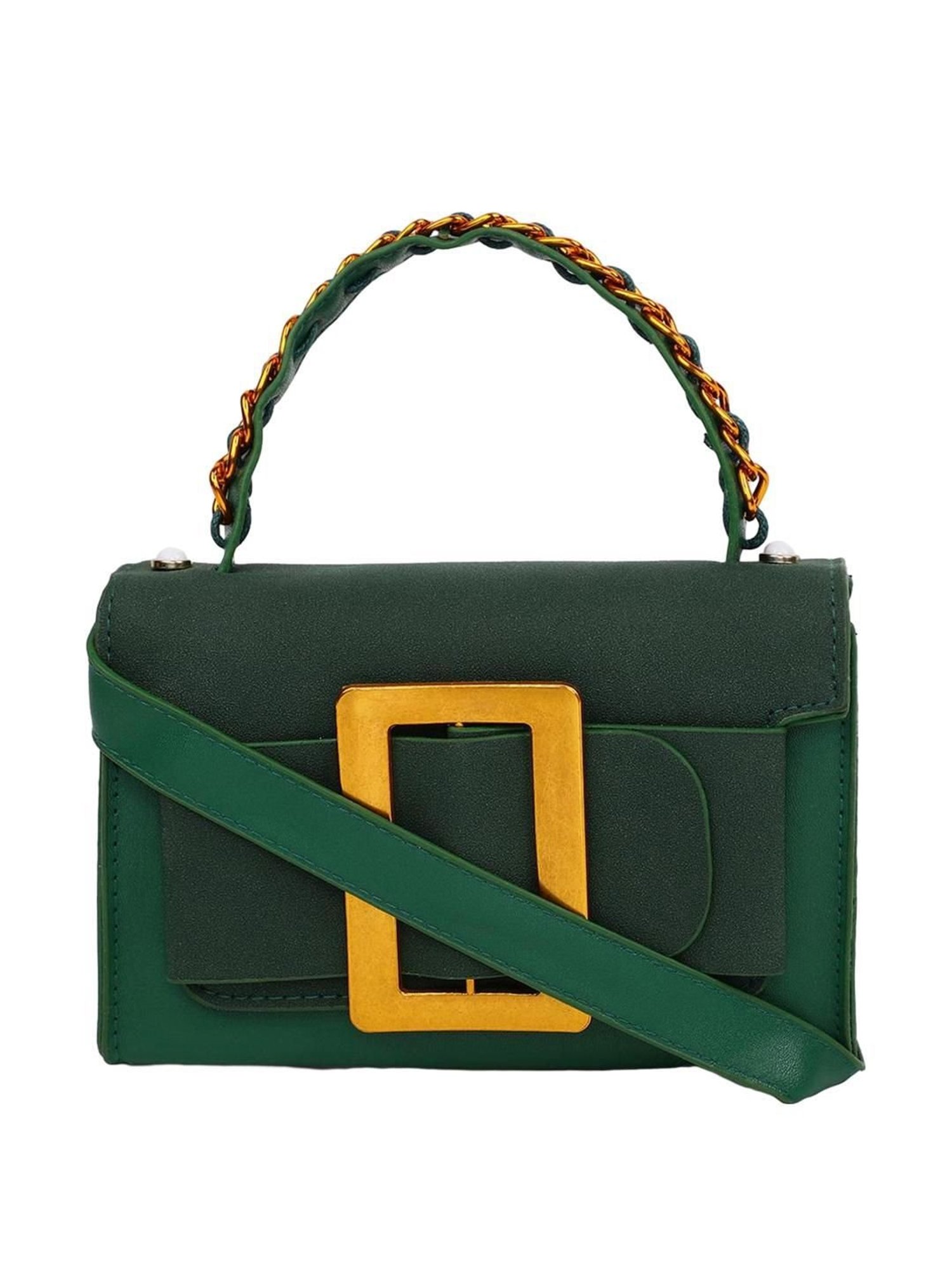 HauteSauce Green Solid Small Handbag
