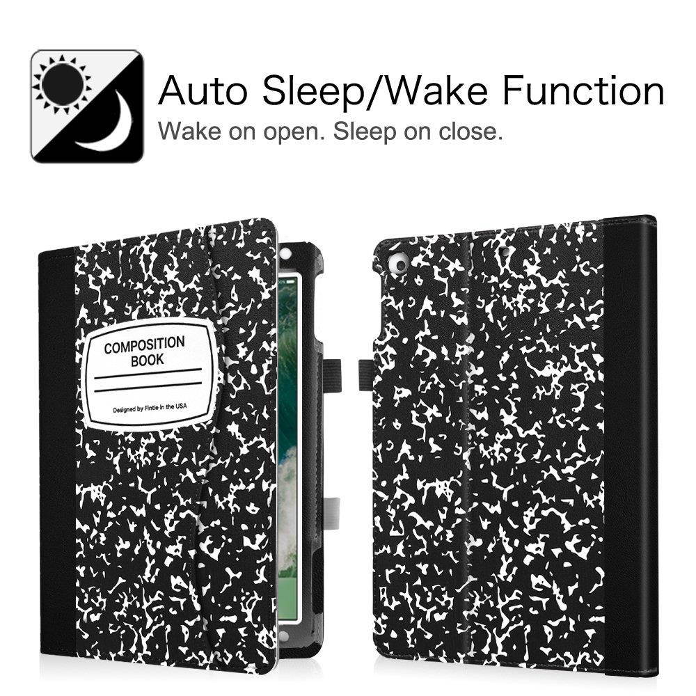 Fintie iPad 9.7 2018 2017 / iPad Air 2 / iPad Air Case - [Corner Protection] Multi-Angle Viewing Folio Cover w/Pocket, Auto Wake/Sleep for Apple iPad 6th 5th, iPad Air 1 2, Composition Book Black