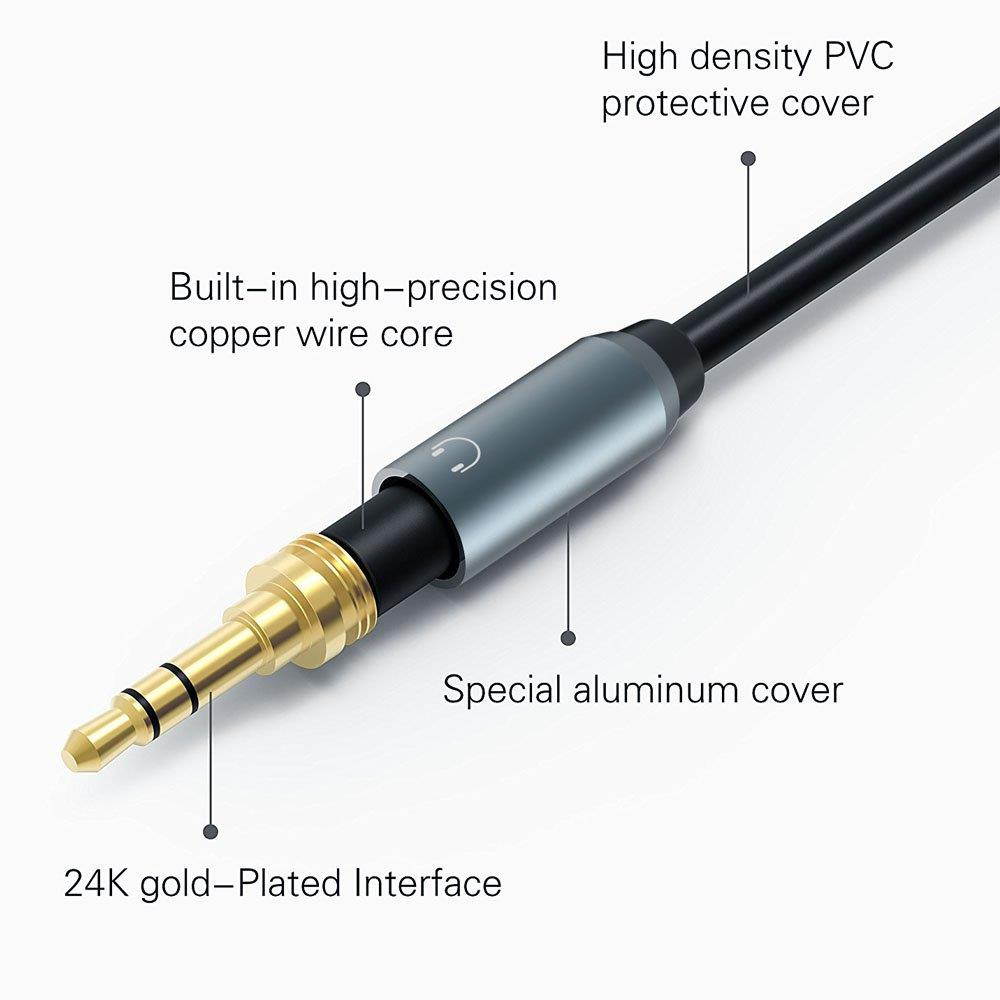 3.5mm Headset Splitter, MillSO Jack Adapter CTIA 2 Male to Female Y Splitter Adapter Cable with Separate Microphone and Headphone Compatible for PC PS4 Gaming Headset-30CM