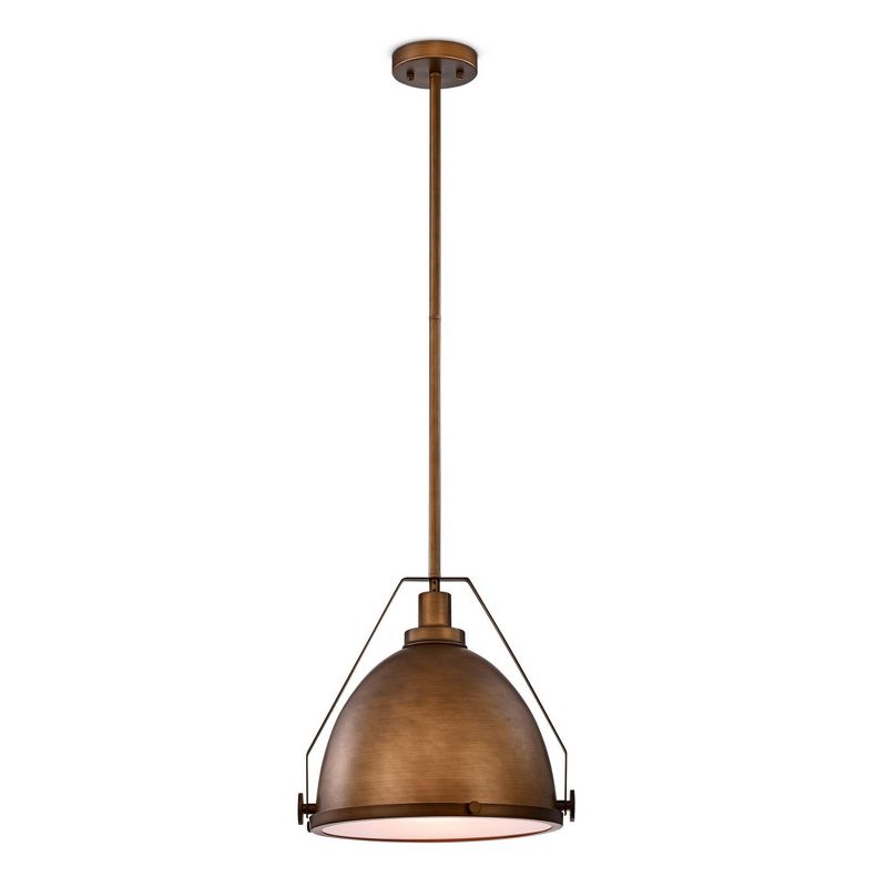 14" x 14" x 42" Metal Hyacinth Bowl Pendant Brown - Warehouse Of Tiffany