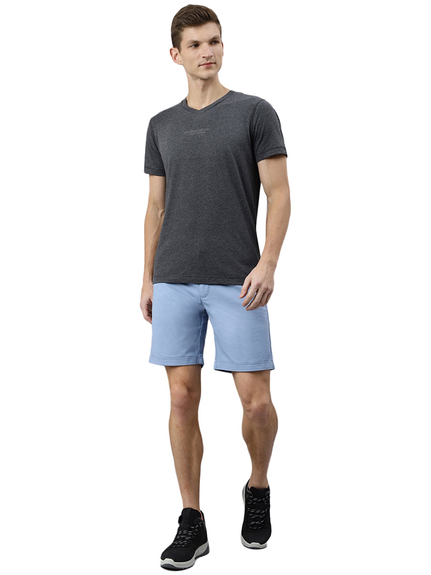 Woods Charcoal V-Neck T-Shirt