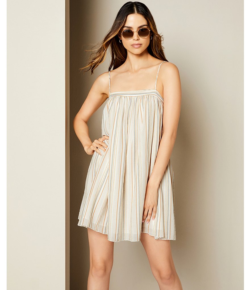 Gianni Bini Rosie Sleeveless Striped Square Neck Babydoll Dress