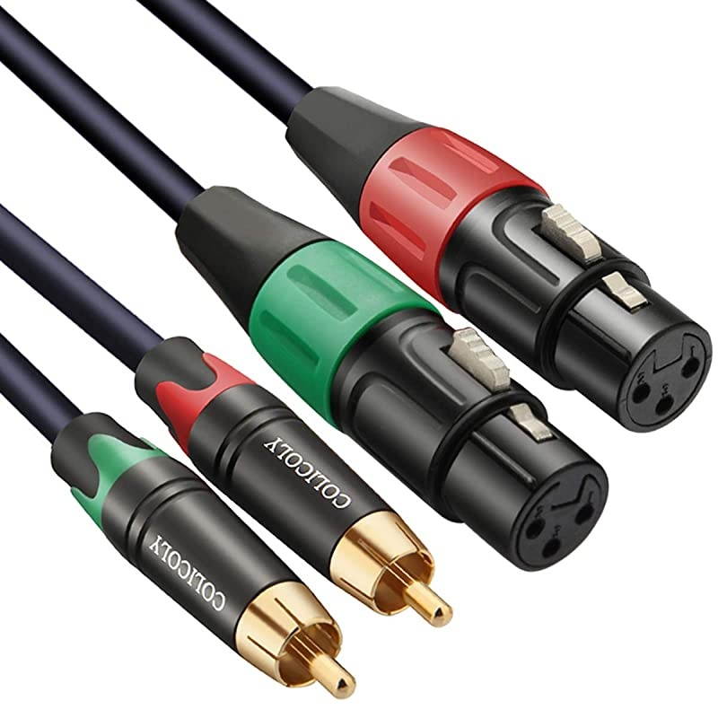 2 XLR to 2 RCA Cable Heavy Duty Dual XLR Female to Dual RCA Male Patch Cord HiFi Stereo Audio Connection Interconnect Lead 66ft