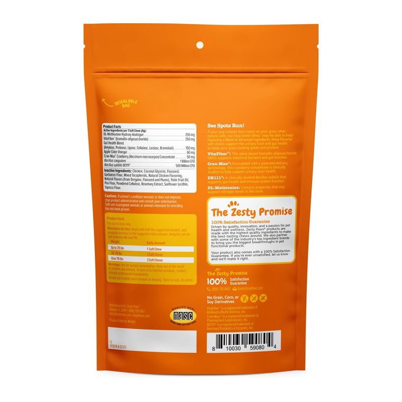 Zesty Paws Grass Defense Stay Green Dog Digestive Supplements - 60ct