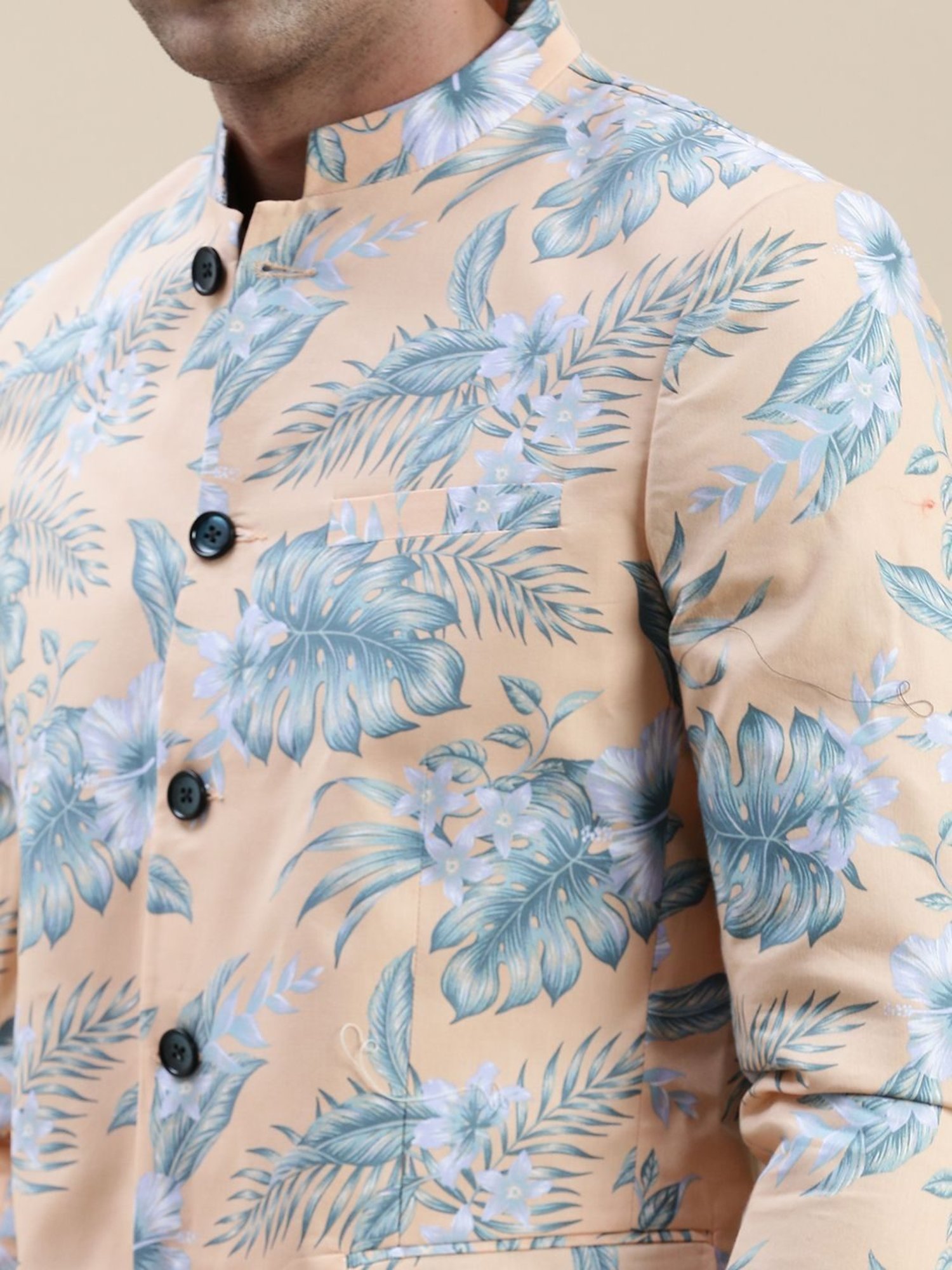 SHOWOFF Coral Cotton Slim Fit Printed Blazer