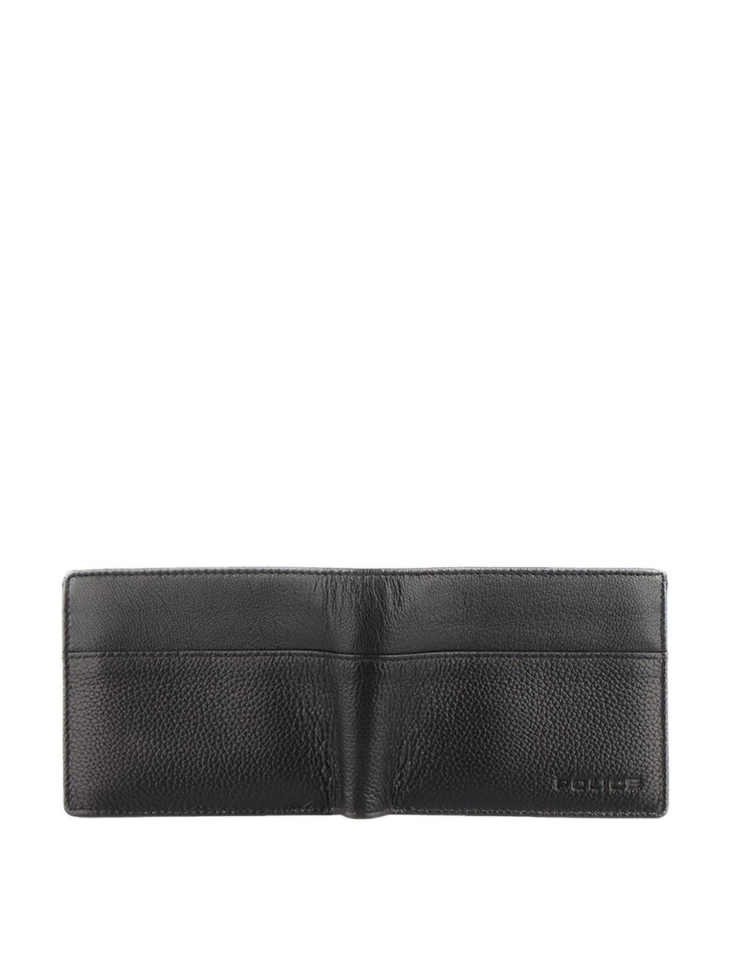 Police Black Leather Bi-Fold Wallet for Men