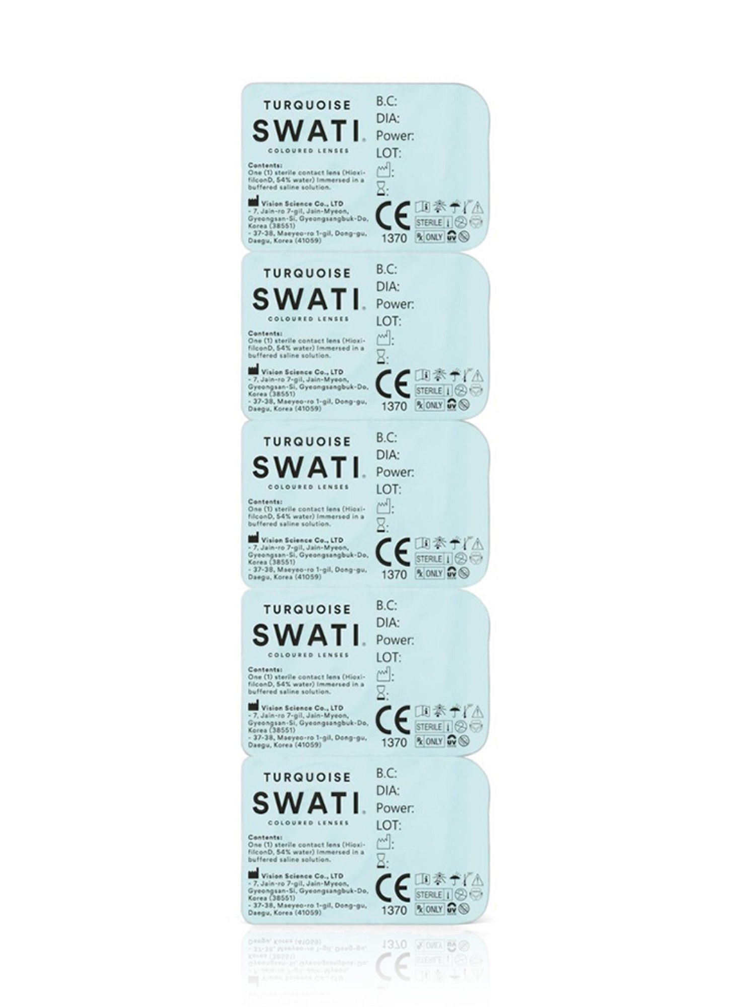 Swati Cosmetics Coloured Contact Lenses - Turquoise (1 Day, Power -5.5)
