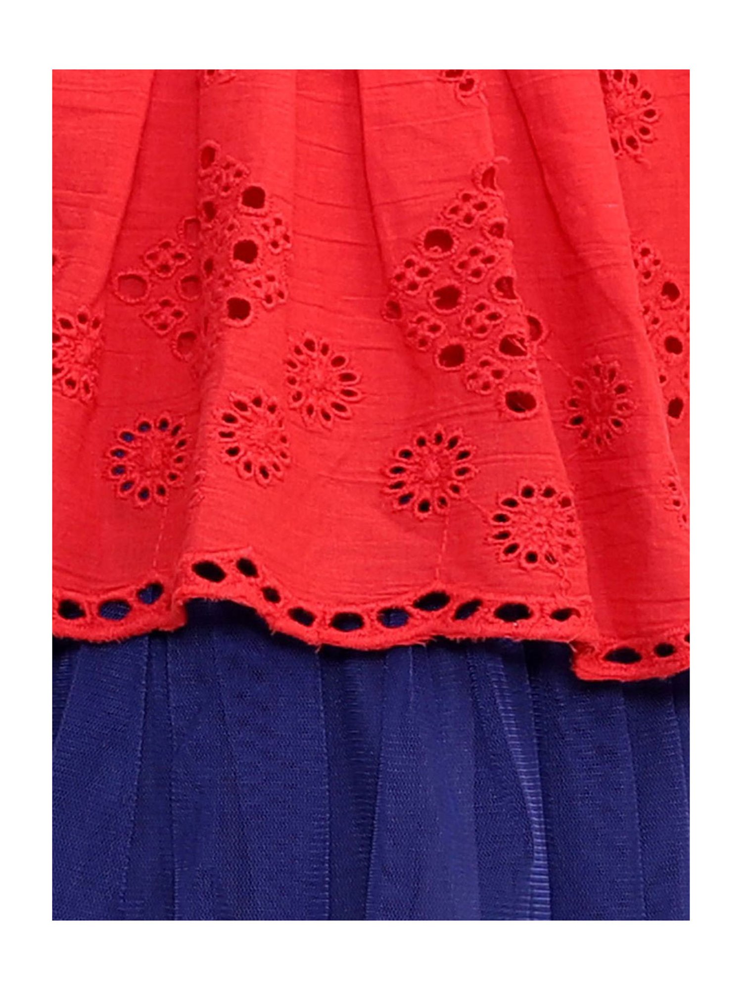 KidsDew Kids Red & Blue Self Design Dress