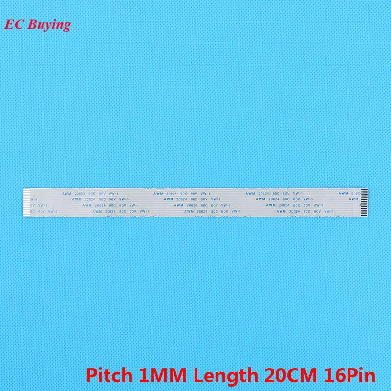 5Pcs FFC 200mm 16 Pin Flexible Flat Cable 16Pin Ribbon Cable Forward Direction 1mm Pitch 20cm Length Same Side 16Pins For TTL