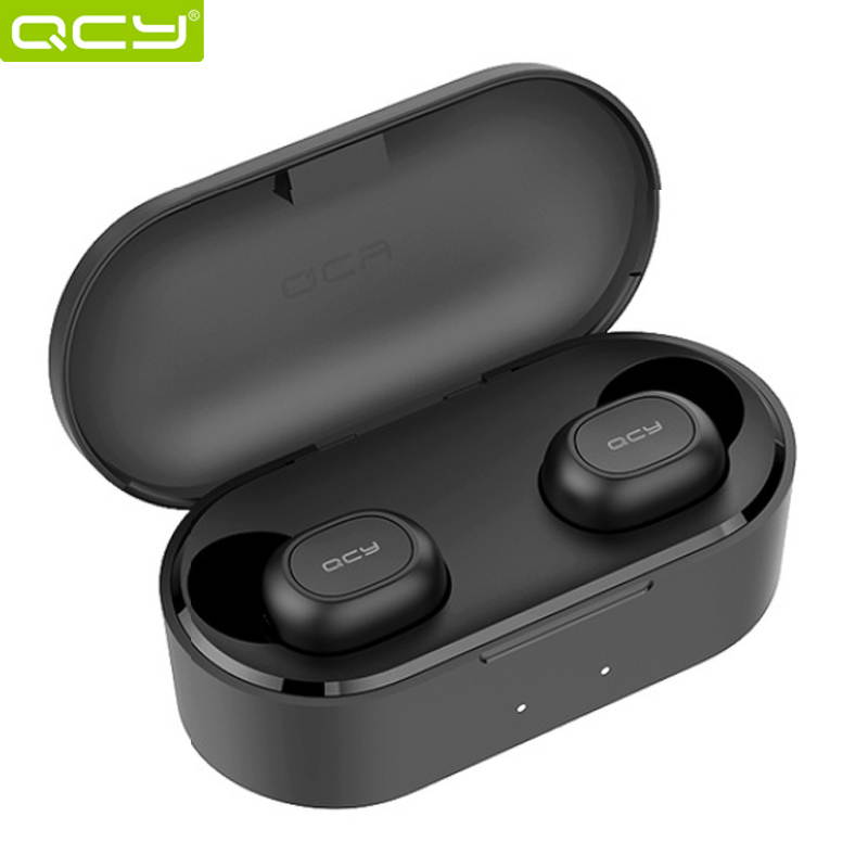 QCY T2C TWS Earphone Blutooth 5.0 Headphone 3D stereo Dual Mic Noise Cancelling Headset with charging box-Black