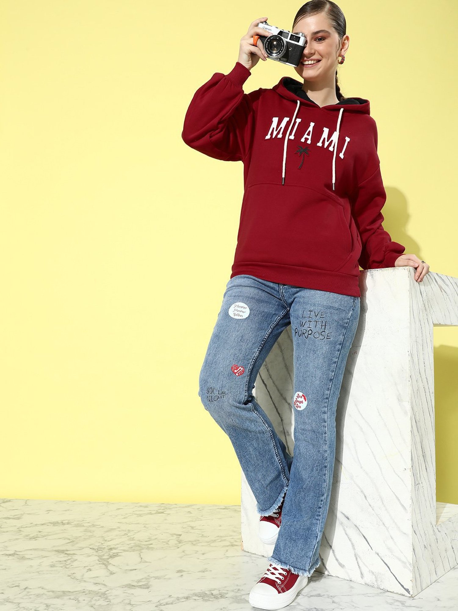 Dillinger Red Cotton Graphic Print Hoodie