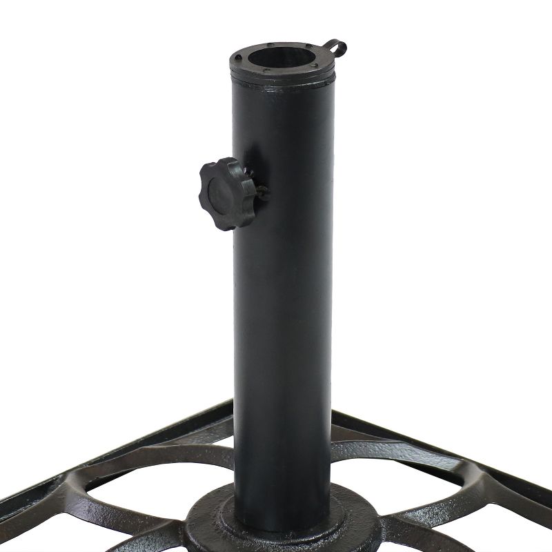 Sunnydaze Outdoor Heavy-Duty Cast Iron Decorative Geometric Design Square Patio Umbrella Base Stand - 16" - Black