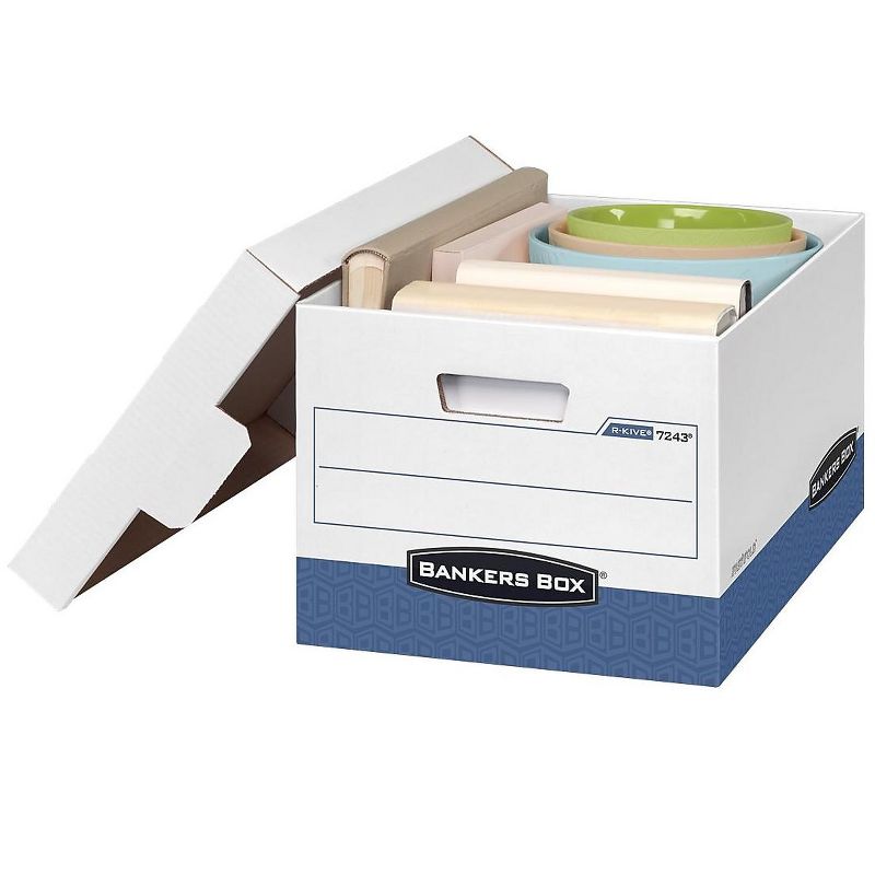 Bankers Box R-KIVE Max Storage Box Letter/Legal Locking Lid White/Blue 12/Carton 07243