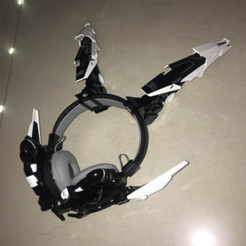 ALAMENGDA 3D Printing Hand-Painted Mech-Shaped Headset, Suitable for Game Live Broadcast, COSPLAY