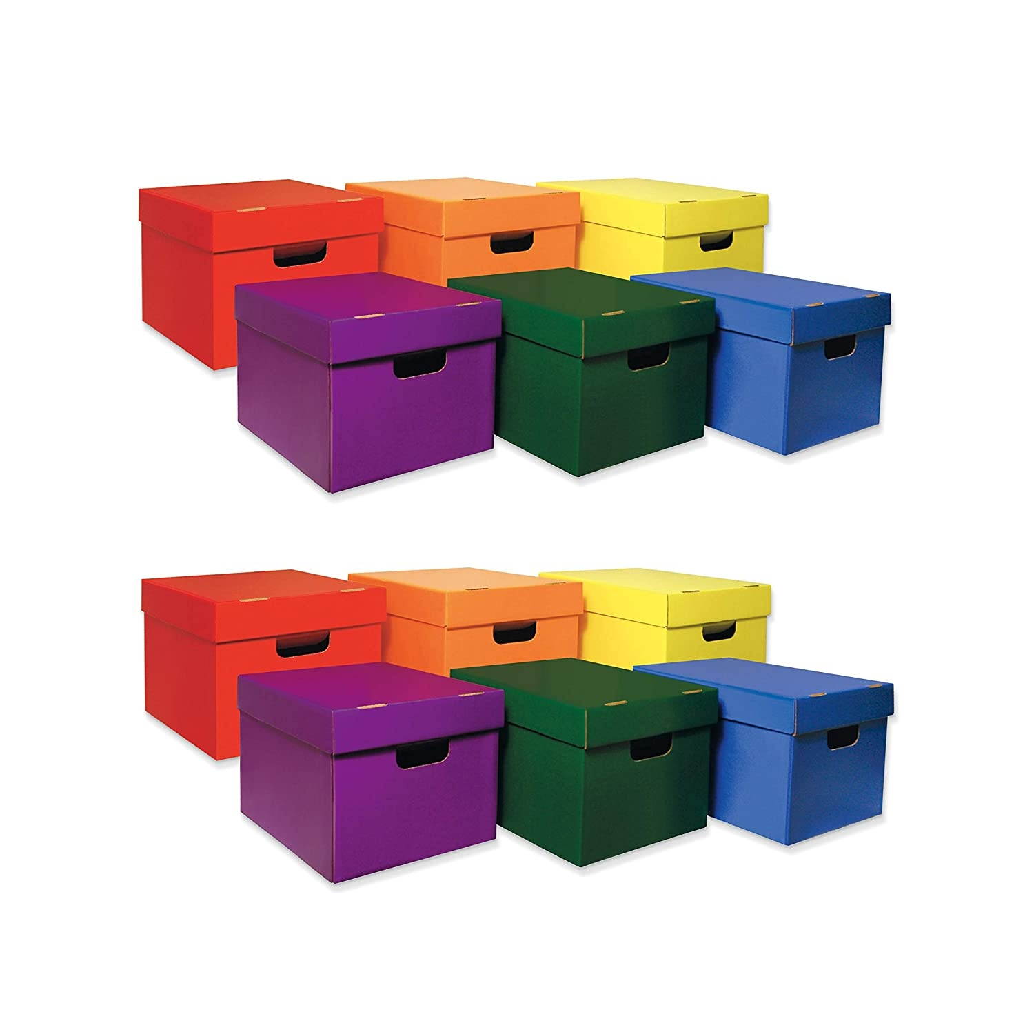 Classroom Keepers 2 Sets of 6 Storage Totes, 10-1/8"H x 12-1/4"W x 15-1/4"D, 6 Assorted Colors 2 Pack