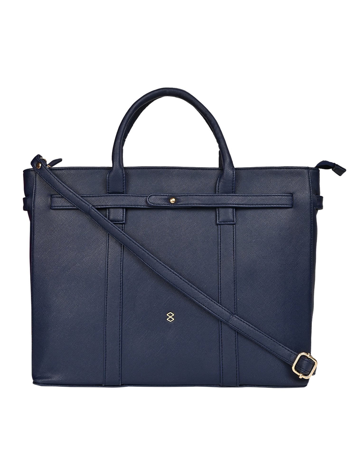 Horra Blue Solid Large Office Laptop Handbag - 15 inches