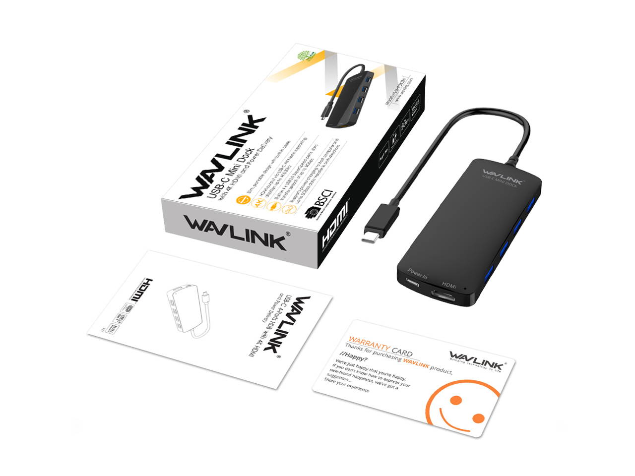 Wavlink USB-C HDMI HUB, 4K HDMI Output, USB 3.1 Type C Hub with Power Delivery for Charging,  6-in-1 USB  Type C to HDMI Adapter Docking Station, SuperSpeed 4x USB 3.0 Ports Up to 5Gbps,Plug and Play