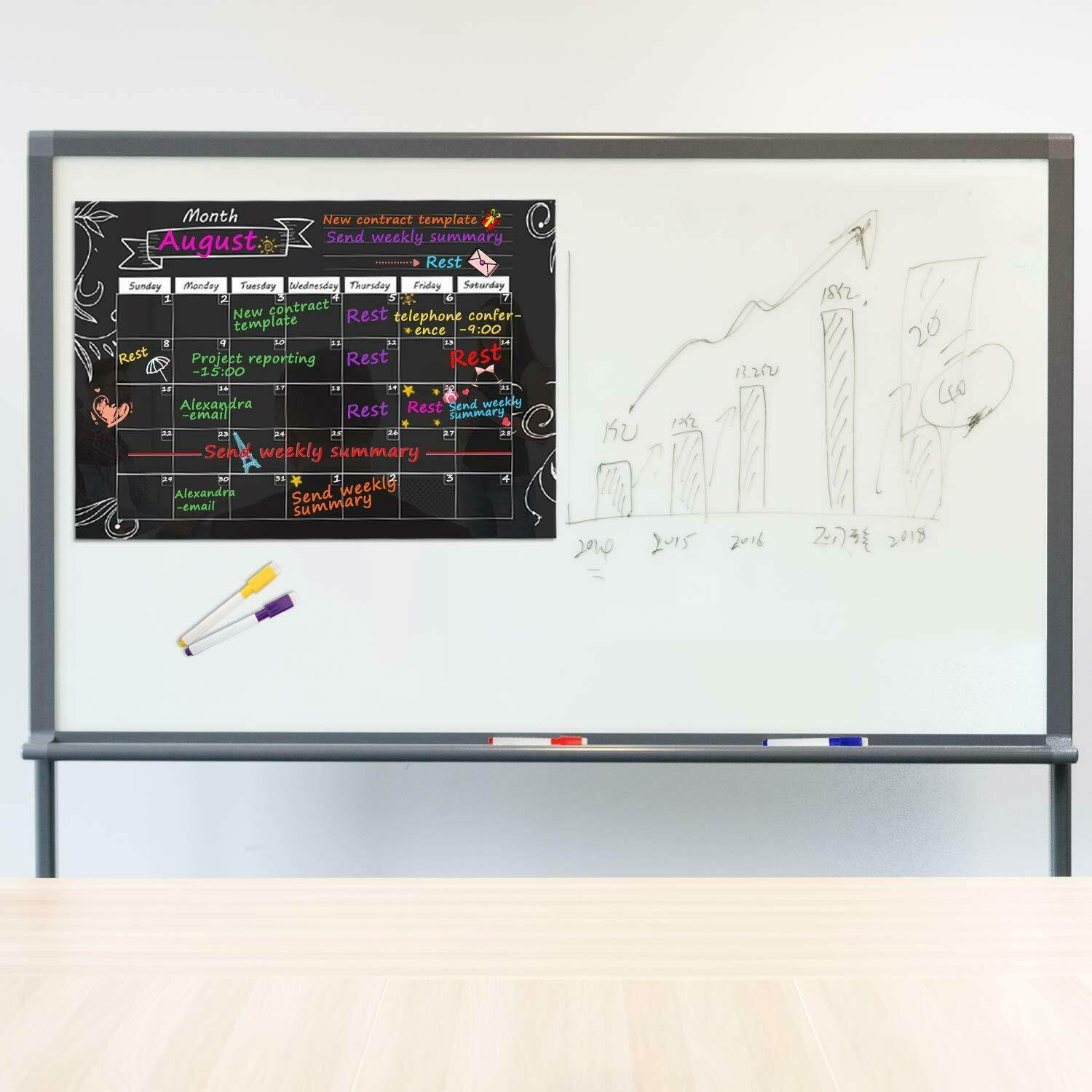 MoKo Magnetic Dry Erase Monthly Calendar Planner Refrigerator Shopping List New