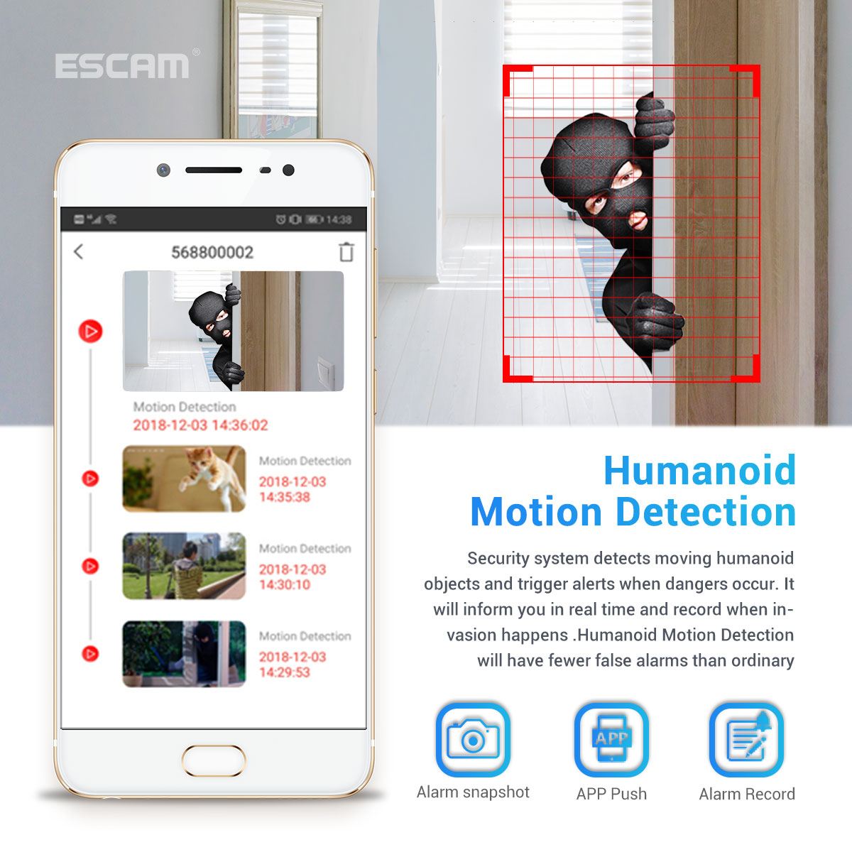 ESCAM PVR604 2MP 1080P POE 4CH PVR Camera Kit Surveillance Camera System with Humanoid Detection