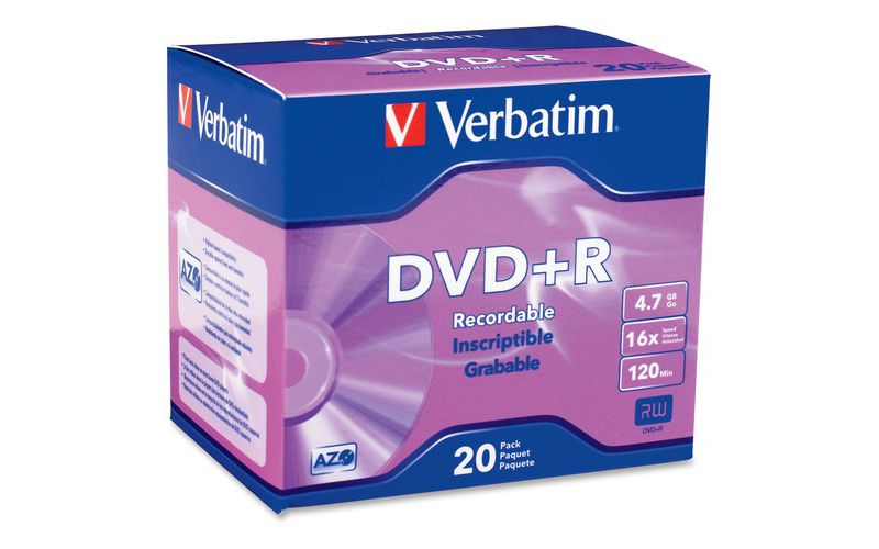 Verbatim AZO DVD+R 4.7GB 16X with Branded Surface - 20pk Slim Case - 2 Hour Maximum Recording Time