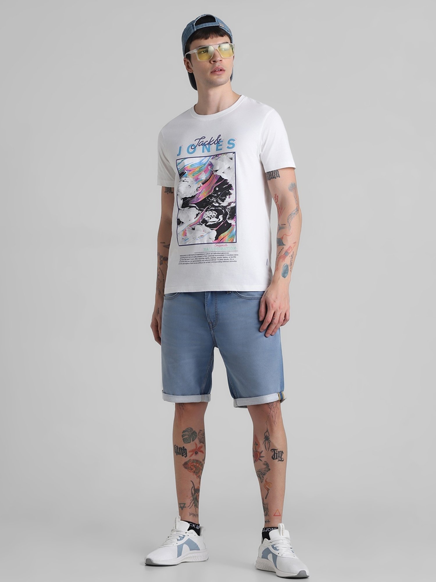 Jack & Jones Light Blue Denim Cotton Regular Fit Denim Shorts
