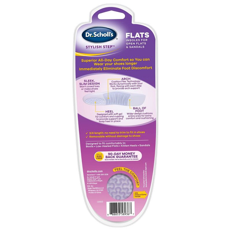 Dr. Scholl's Stylish Step Discreet Cushioning Insoles for Flats and Sandals - 1 Pair - Size (6-10)