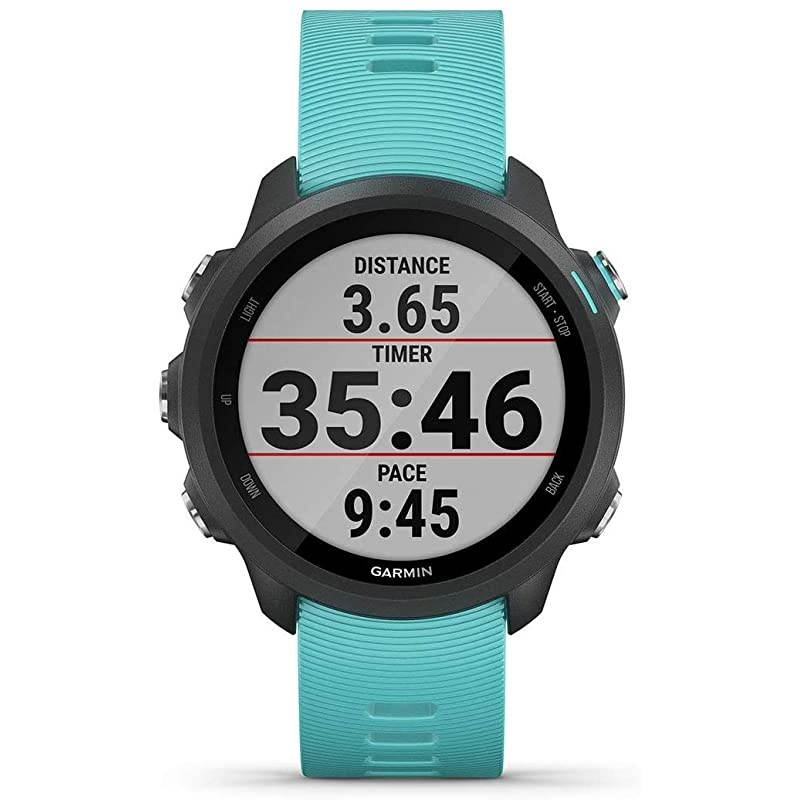 Garmin Forerunner 245 Music (Aqua) Gift Box Bundle | + HD Screen Protectors (x4), USB Car/Wall Adapters & Hard Case | Prepacked with Bow, Crinkle Paper | Running GPS Watch, VO2 Max, Spotify