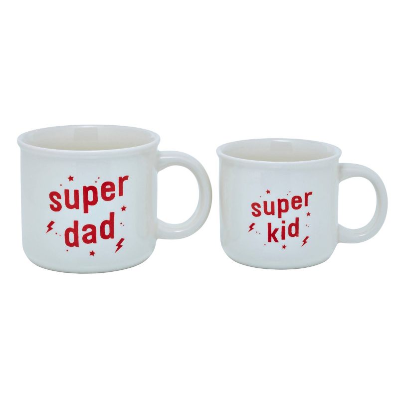 2pc Stoneware Super Dad and Super Kid Mug Set - Parker Lane