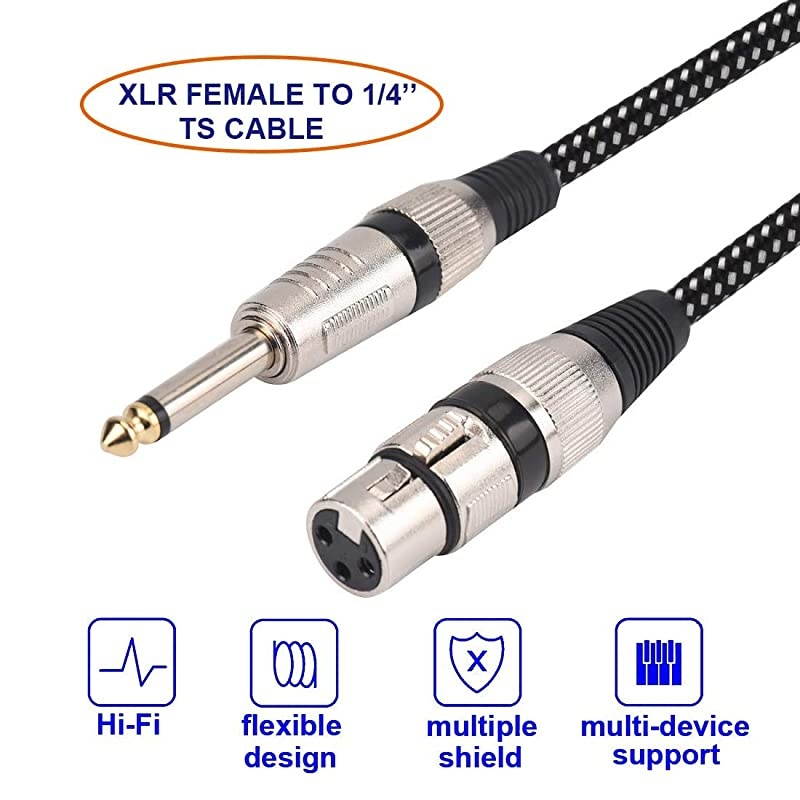 Microphone Cable 6 FT/4 Colored, 3 Pin Nylong Braided Balanced Male to Female Mic DMX Cable Patch Cords (Pure Copper Conductors)