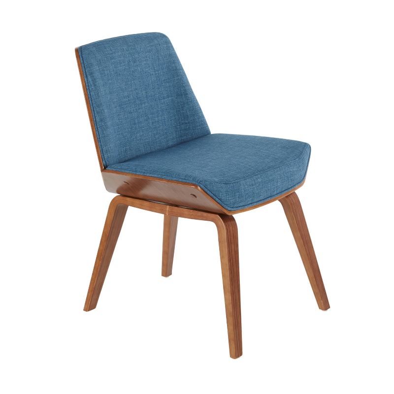 Corazza Mid-Century Modern Dining Chair Walnut/Dark Blue - LumiSource
