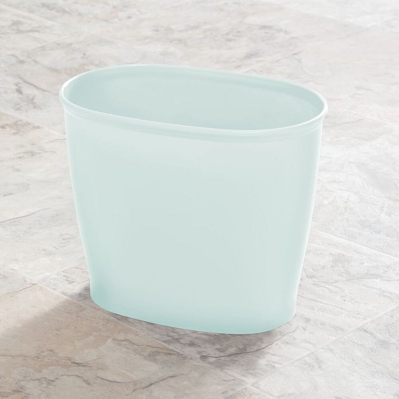 mDesign Small Plastic Oval Trash Can Garbage Wastebasket, 2 Pack - Mint Green