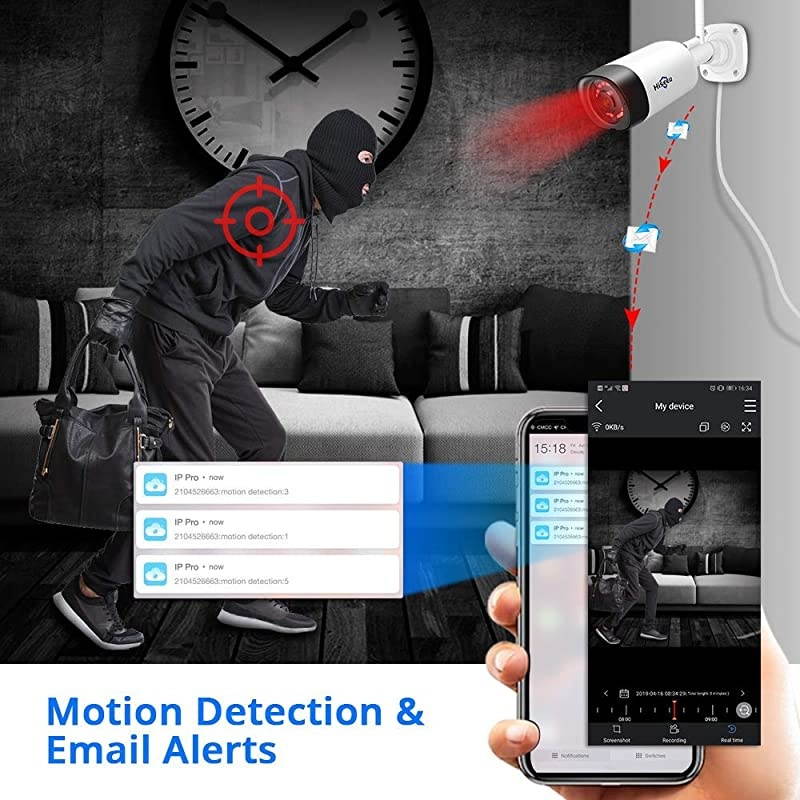 2K Outdoor Security Camera,Two-Way Audio,3MP Surveillance IP Cameras,IP66 Waterproof,Remote Viewing,Motion Detection,Day&Night Vision,Cloud&SD Storage,Compatible with  Wireless Systems