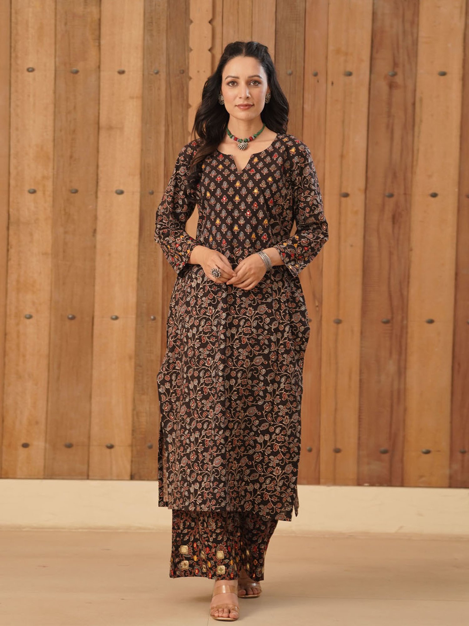 Love Chic Ajrakh Cotton Palazzo with hand embroidery