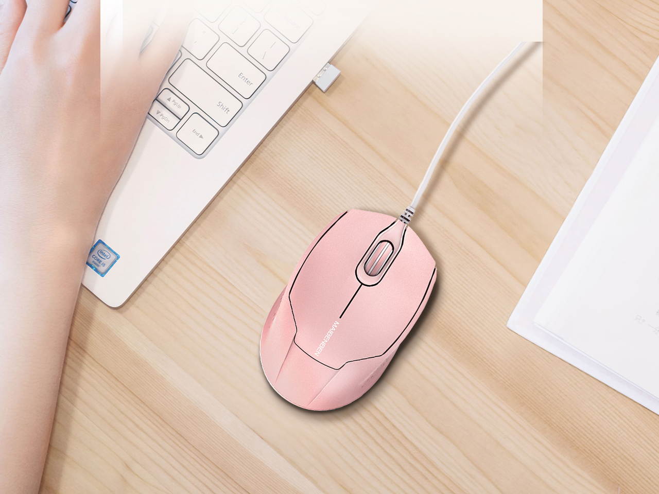 MAIBENBEN Basic Mice 1200 DPI USB Optical Wired Mouse Computer Accessories Desktop Tablet Laptop Office Mouse Work From Home Online Learning MOU01 Black Mouse