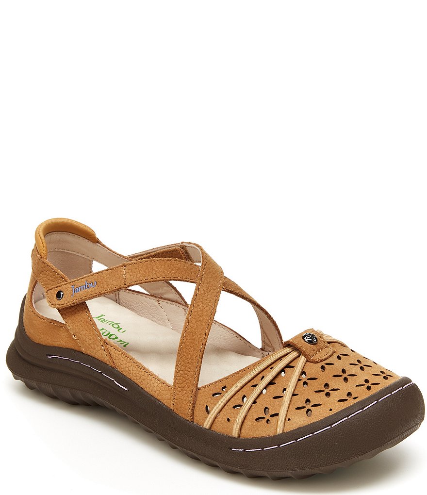 Jambu Pine Suede Cross Strap Mary Janes