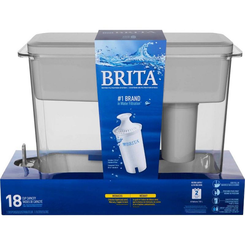 Brita Extra Large 18-Cup BPA Free Filtered Water Dispenser - Gray