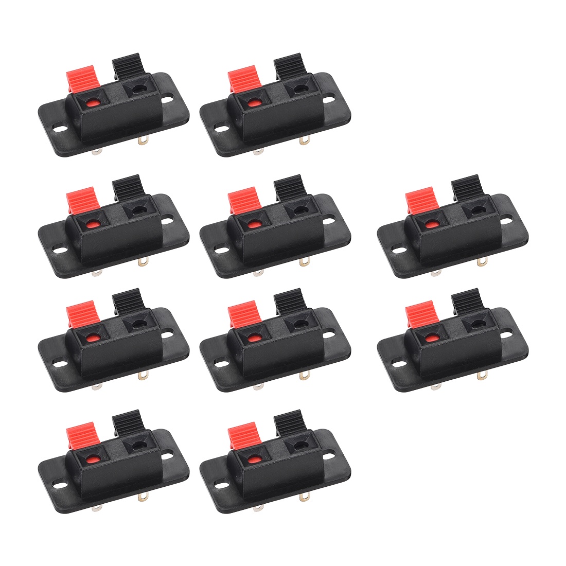 2 Way Spring Speaker Terminal Clip Push Release Connector Audio Cable Terminals Strip Block WP2-204 10Pcs