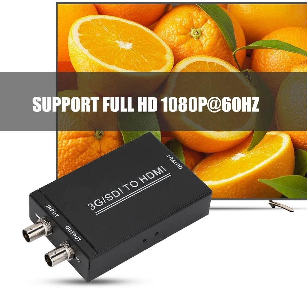 Bewinner SDI to HDMI+SDI Converter HD-SDI to HDMI 3G SDI to HDMI+SDI with Power Supply Adapter, Audio Embedder Support HD-SDI and 3G-SDI and Full HD 1080P 60Hz(Black)