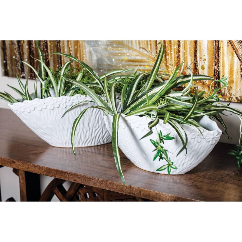 Set of 2 Eclectic Ceramic Planters White - Olivia & May