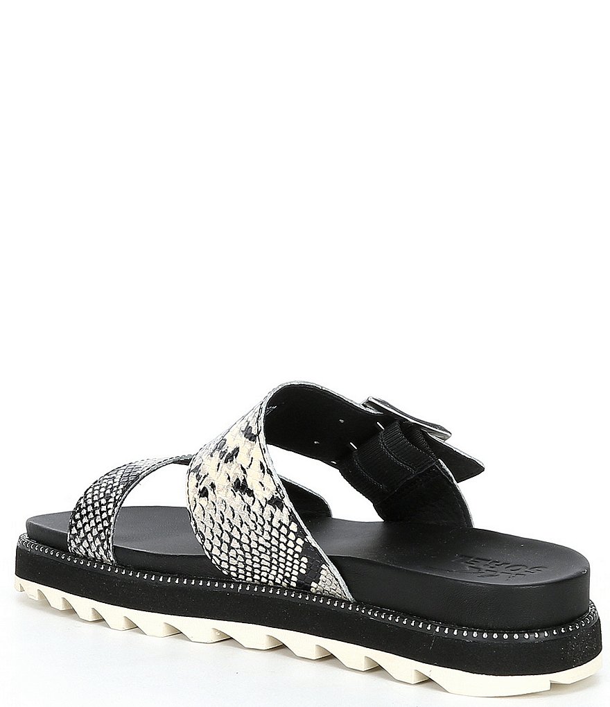 Sorel Roaming Snake Print Buckle Slides