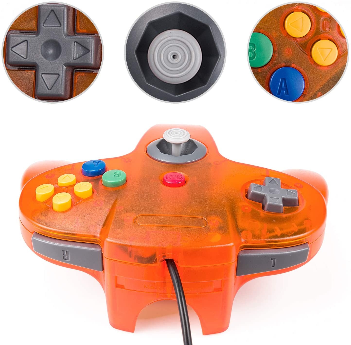 Classic Controller Wired Game Controller Retro Joystick for N64 Console N64 Gamepad (2 Pack Orange)