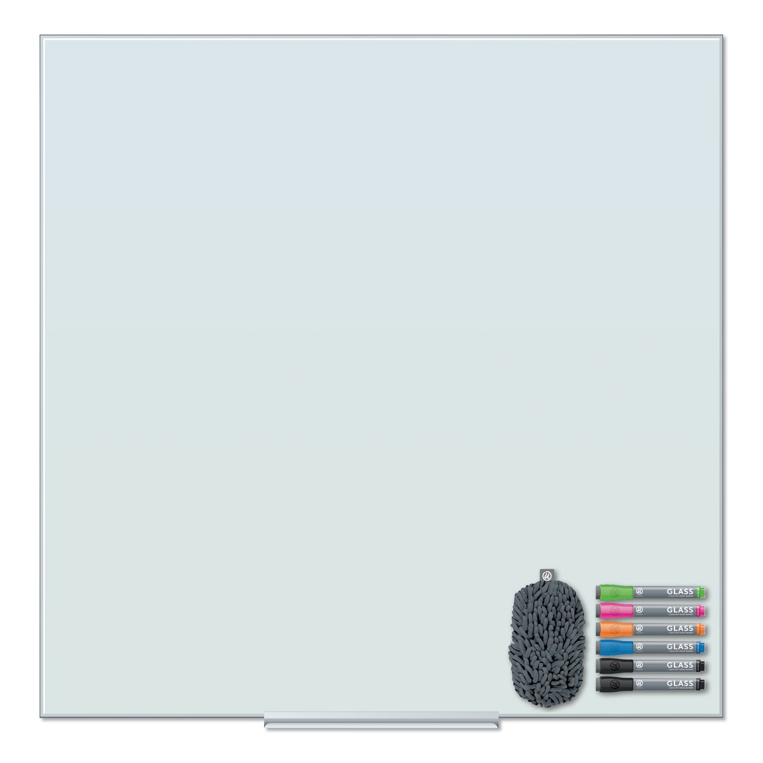 Floating Glass Dry Erase Board, 36 x 36, White 3976U0001
