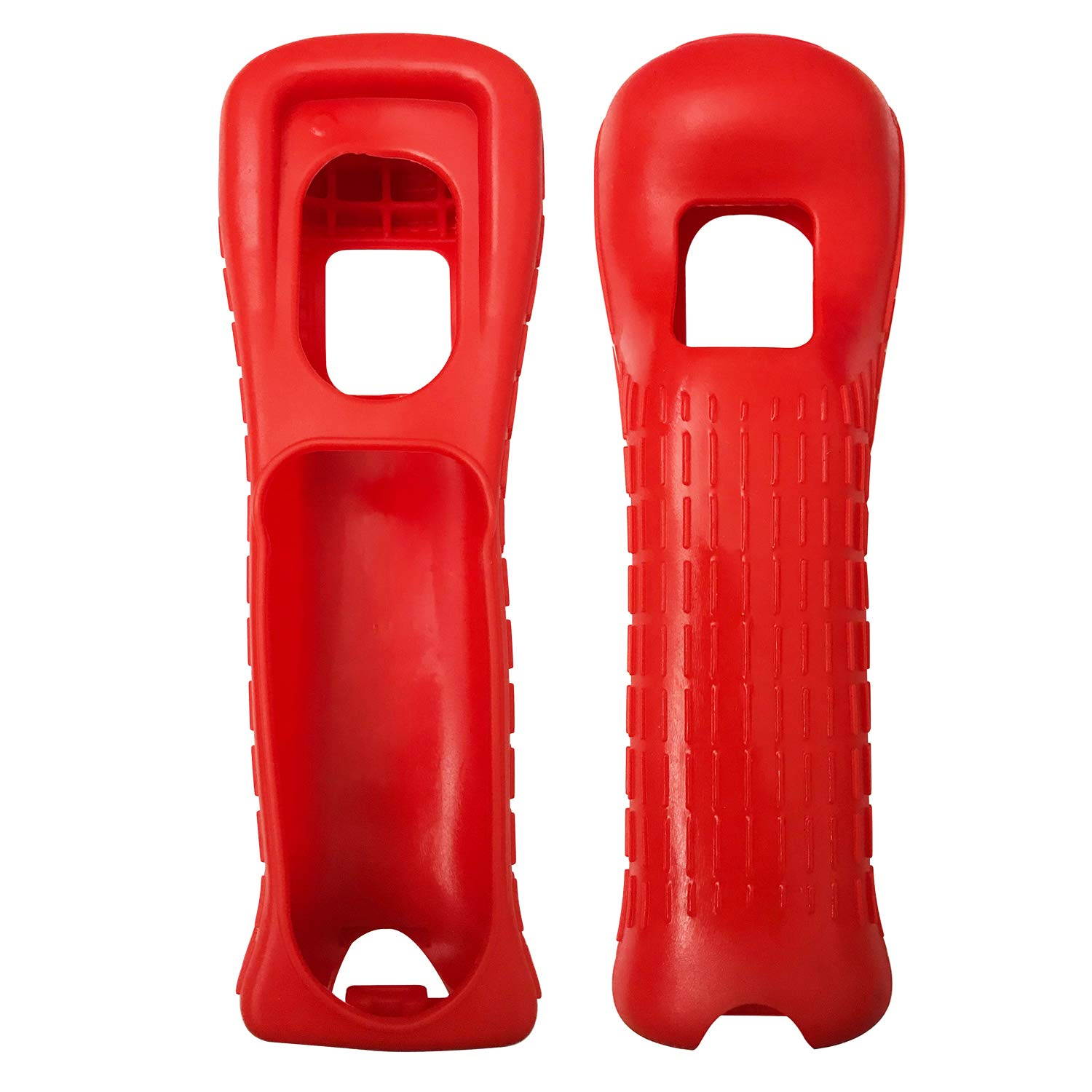 Jadebones 2X Silicone Skin Case Cover with Wrist Strap for Nintendo Wii Remote Controller (Red+Blue)