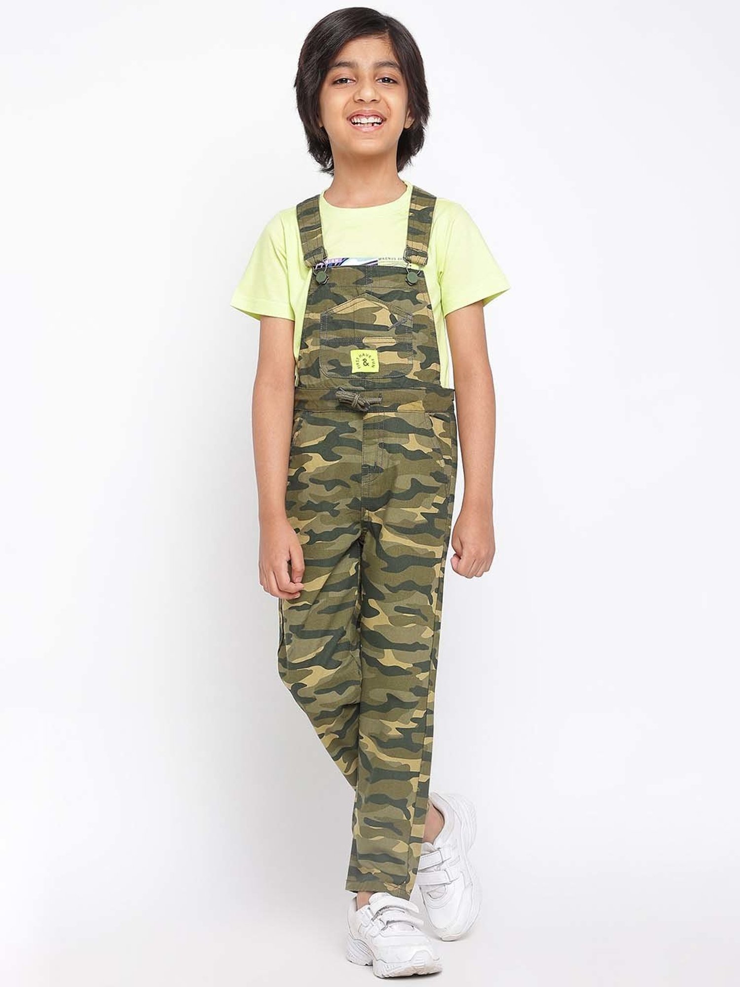 Kiddopanti Kids Blue Solid Dungaree