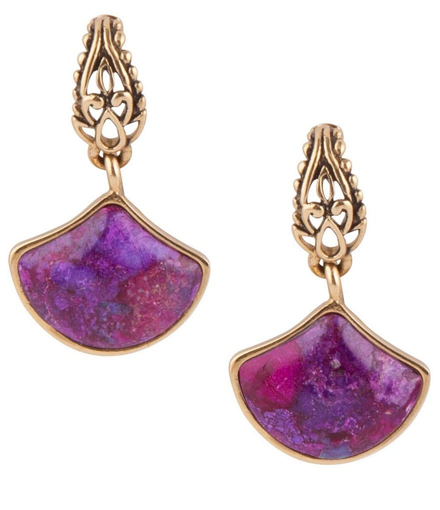 Barse Bronze and Purple Turquoise Drop Earrings