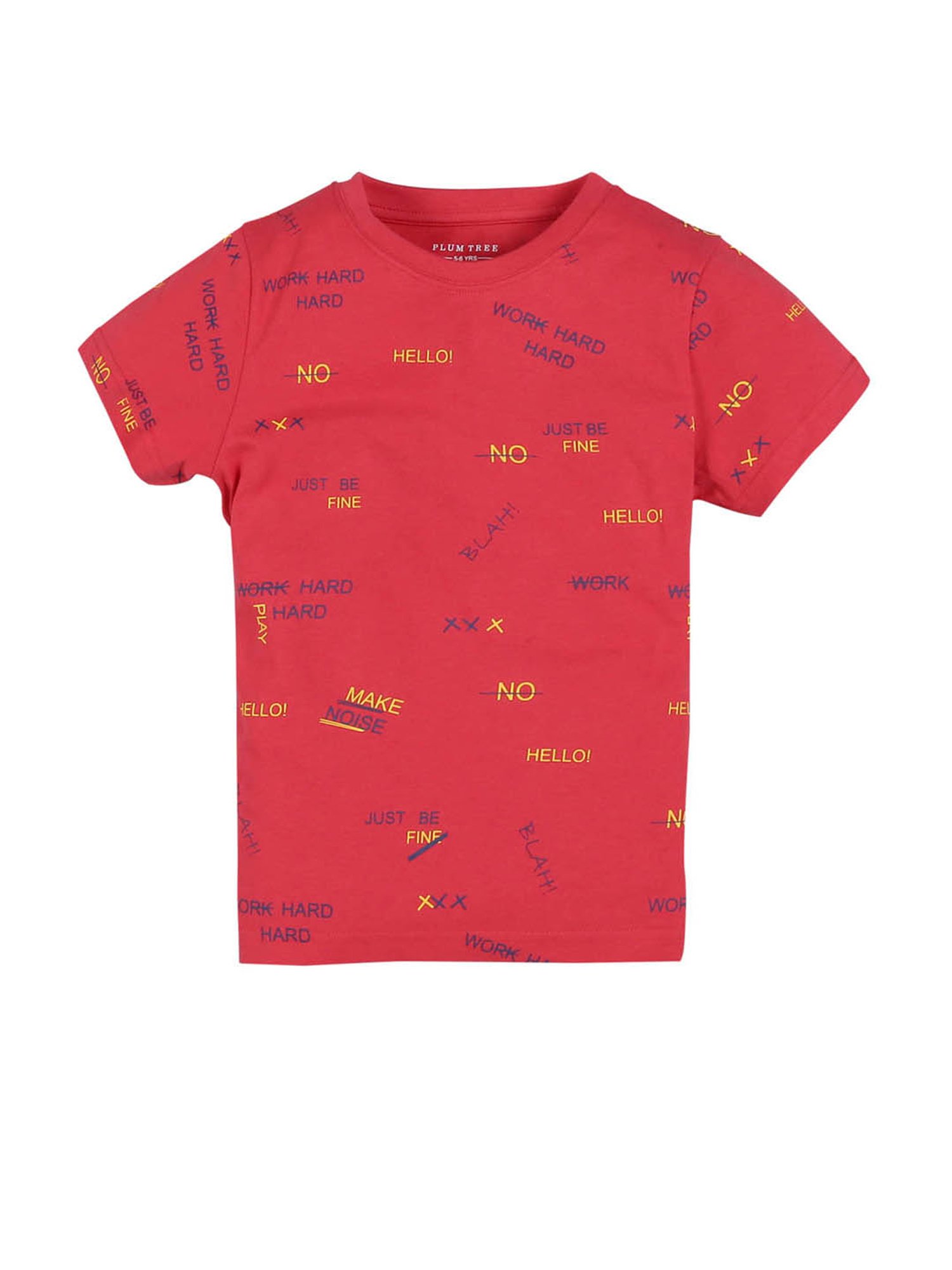 Plum Tree Kids Red & Yellow Printed T-Shirt (Pack Of 2)