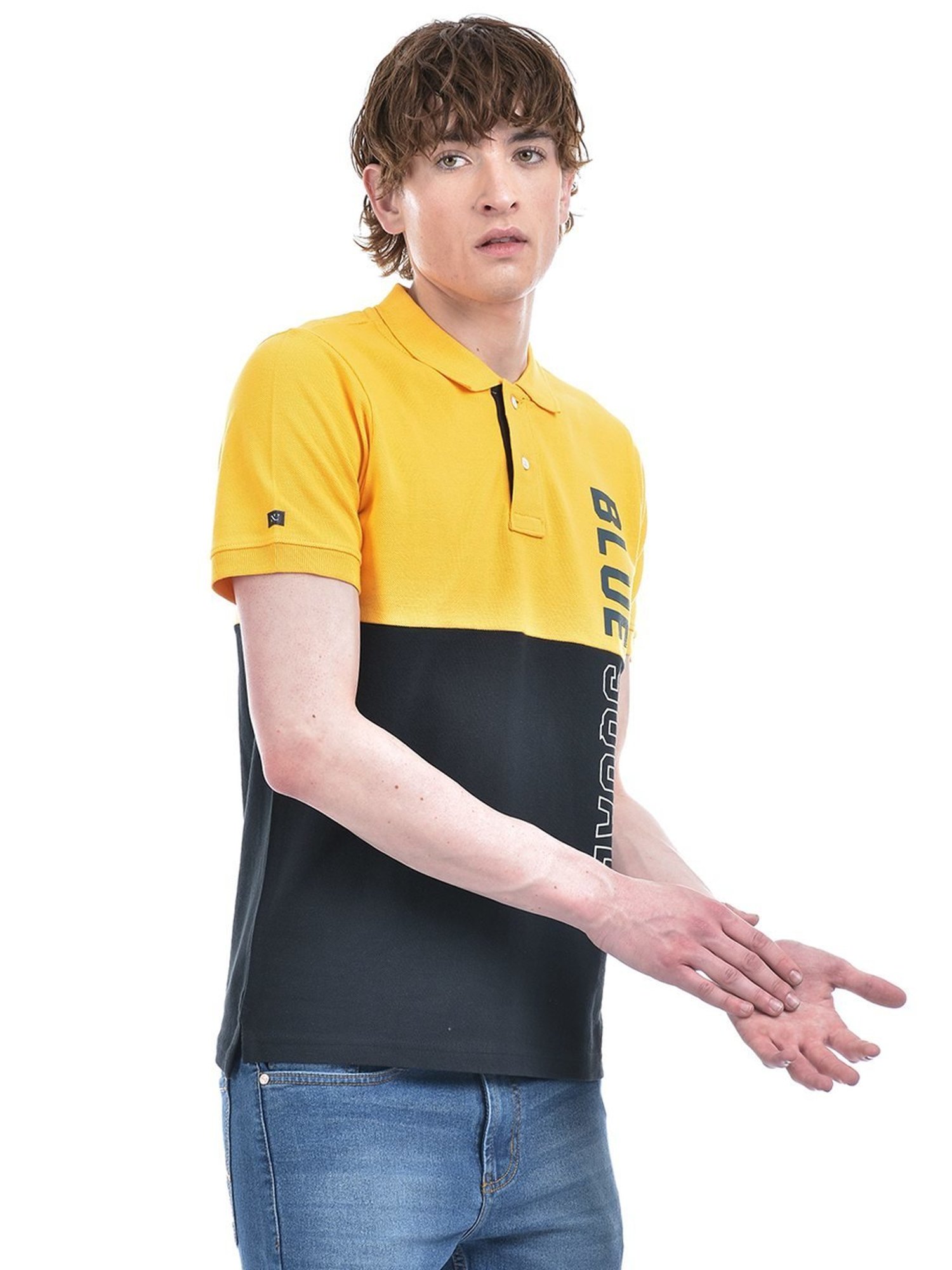 Numero Uno Multicolored Cotton Regular Fit Colour Block Polo T-Shirt