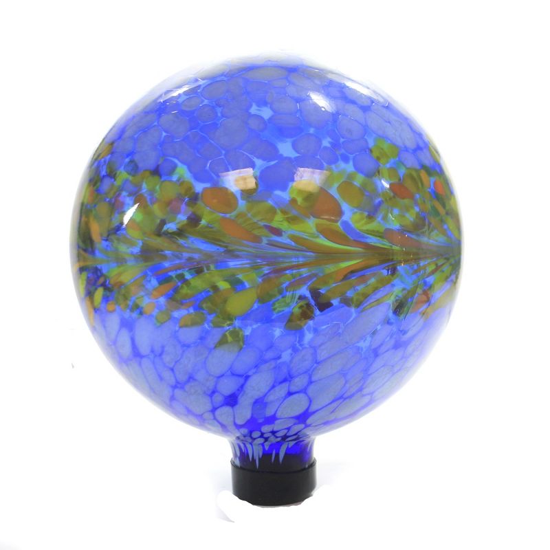 Home & Garden 11.0" Blue-White Peacock Burst Globe Gazing Ball Yard Decor Echo Valley  -  Outdoor Sculptures And Statues