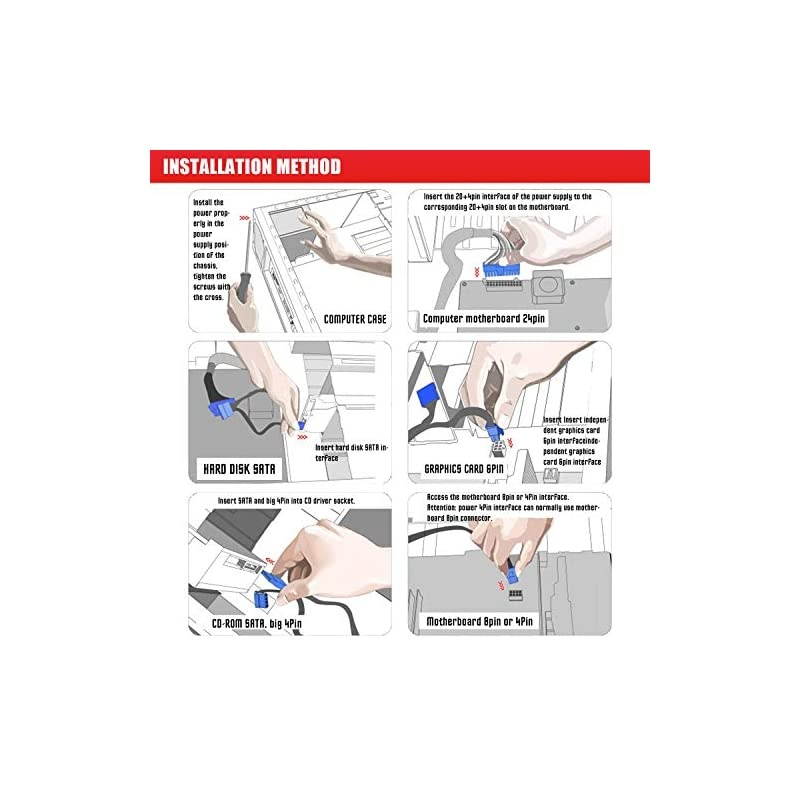 Customization Mod Sleeve Extension Power Supply Cable Kit 18AWG ATXEPS8pin PCIE6pin PCIE Black