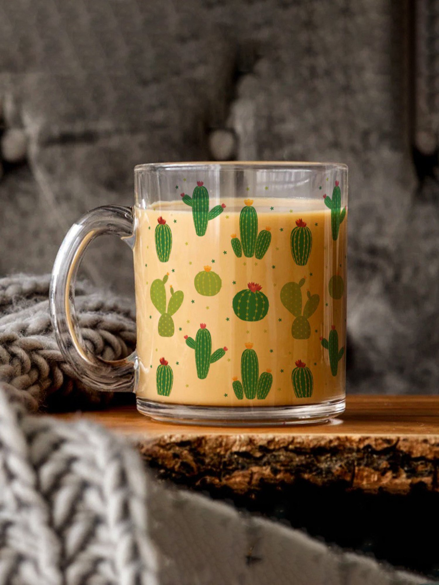 Gathari Cactus Transparent Glass Coffee Mug